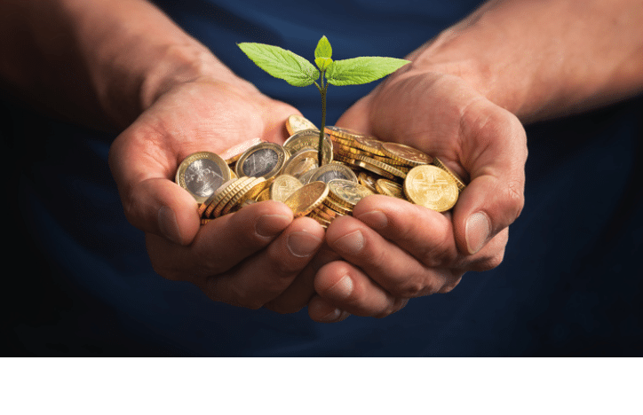 Man Using euro money to invest in a new small business