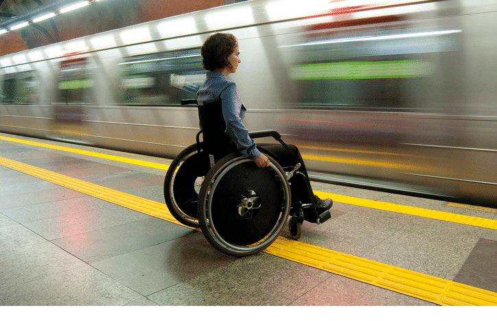 Person with disability waits the train at metro station in Rio de Janeiro - Brazil