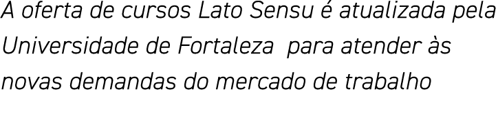 A oferta de cursos Lato Sensu é atualizada pela Universidade de Fortaleza para atender às novas demandas do mercado d   