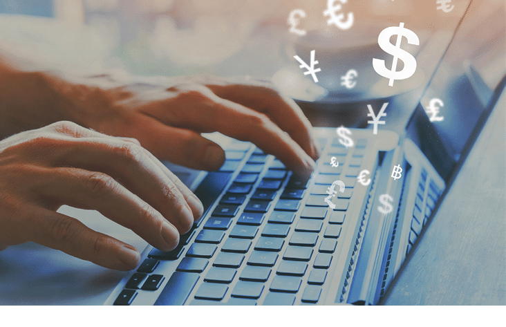 money transfer online, send funds, currency exchange concept