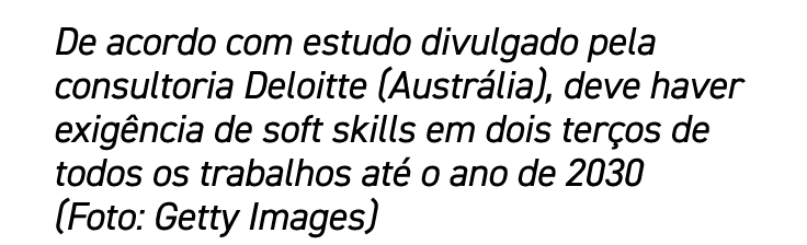 De acordo com estudo divulgado pela consultoria Deloitte (Austrália), deve haver exigência de soft skills em dois ter   