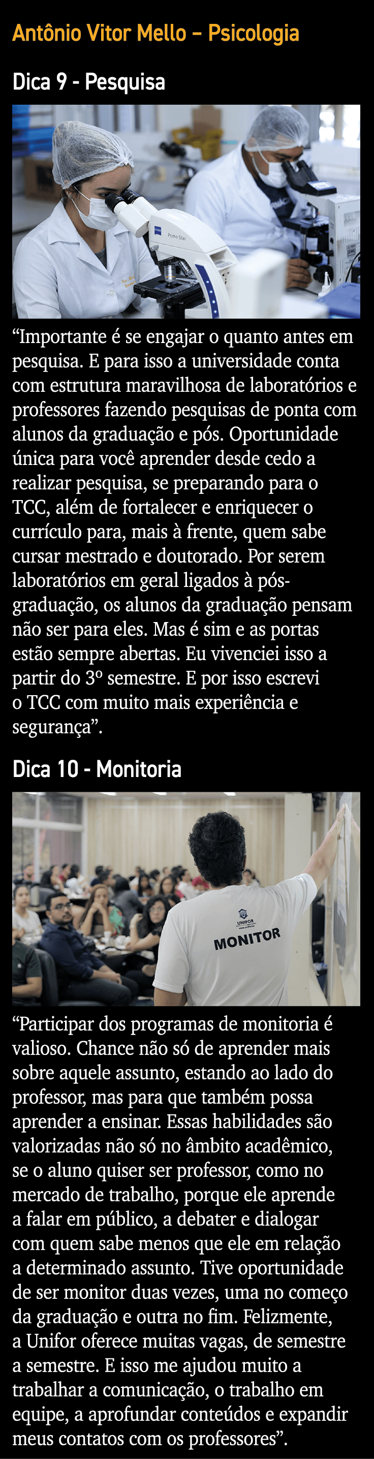 Antônio Vitor Mello   Psicologia  Dica 9 - Pesquisa   Importante é se engajar o quanto antes em pesquisa  E para isso   